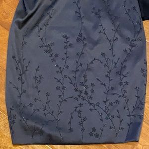 Formal dark blue dress with floral sequins